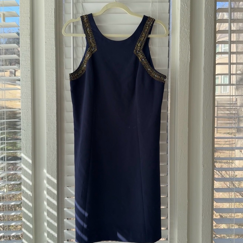 Lilly Pulitzer Navy Dress With Gold Accents